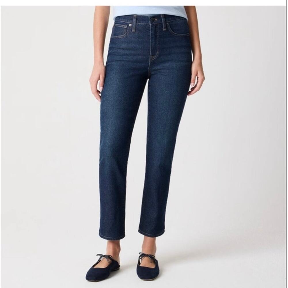 J.Crew Essential Straight Jeans Womens 29 Indigo Stretch Denim Cropped NWT $128
